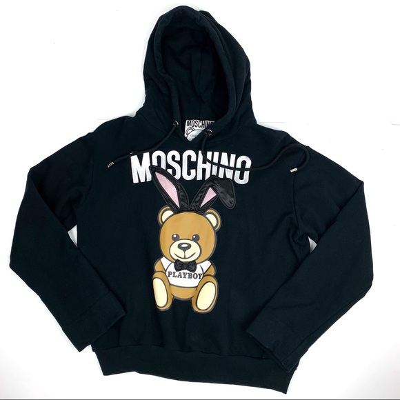 Moschino Playboy Teddy Bear Bunny Black Hooded Sweater - Picture 2 of 8